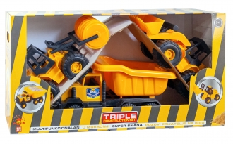 Buldozer, valjak i kamion Triple Construction u kutiji 35x70x19cm Guclu SR4560