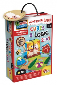Montesori Baby Edukativna drvena slagalica Cubes and Logic 48pcs Lisciani 96879