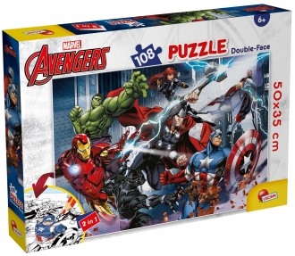 Slagalica Lisciani 108pcs Marvel Avengers 2u1 slozi I oboji 99719